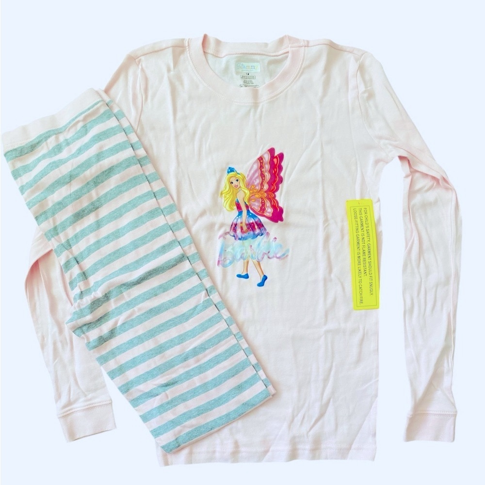NWT Girls Pink and Gray Long-Sleeve/Pants w/ Fairy Print PJ Set Size 14
